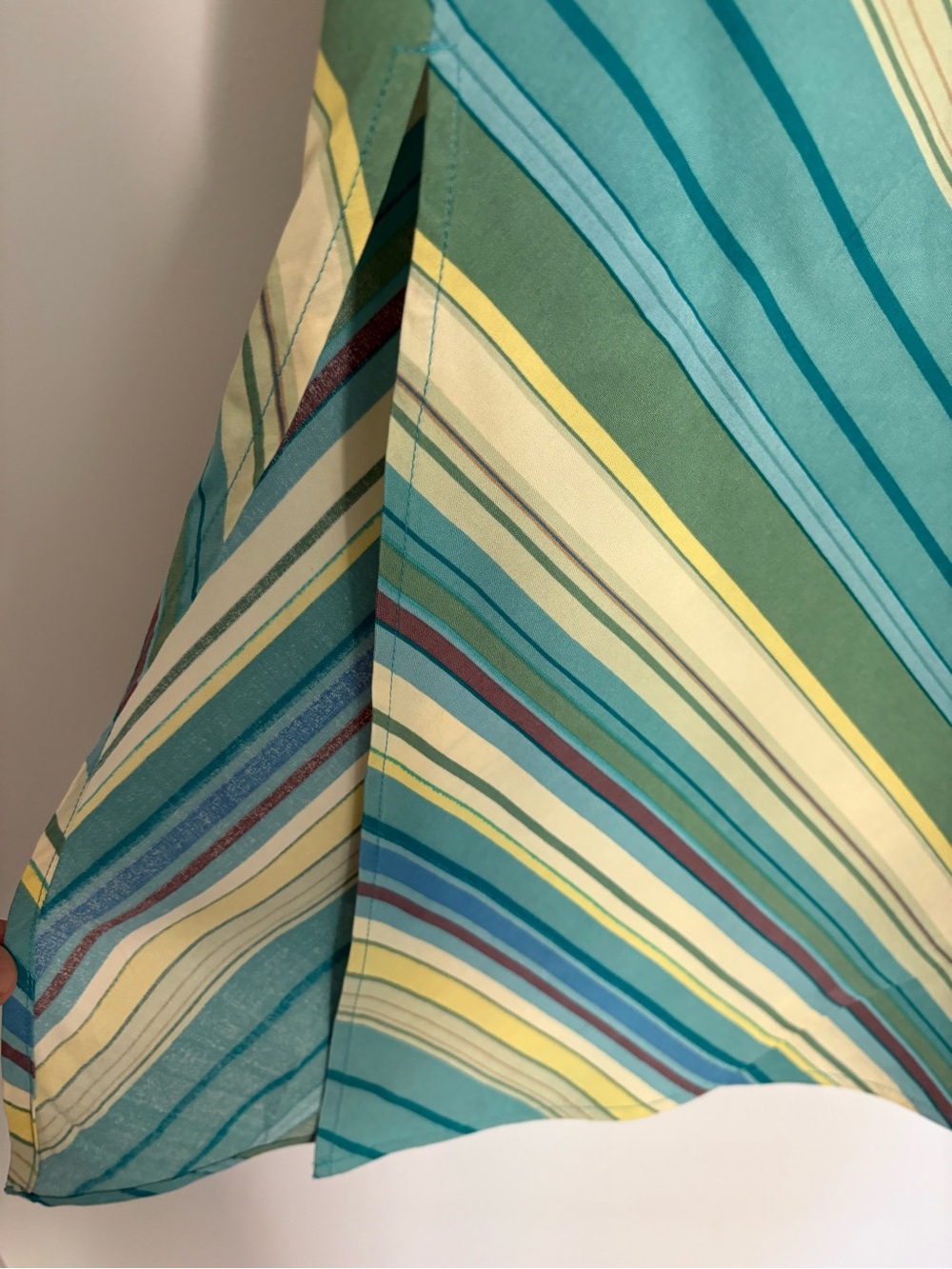 Liz Claiborne Silk Teal and Yellow Striped Maxi Dress - Picture 6 of 13